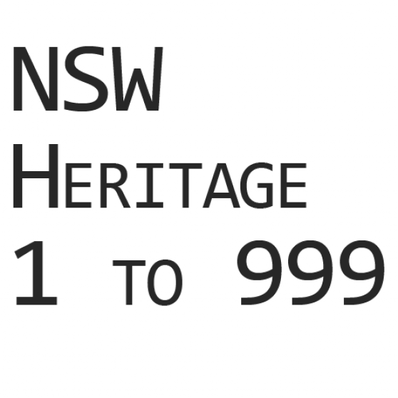 NSW Heritage Plates 1 to 999